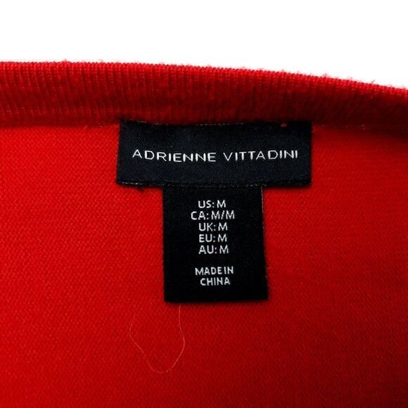 Adrienne Vittadini Red Sweater Medium Rayon Polyester Long Sleeve Round Neck - Picture 6 of 7
